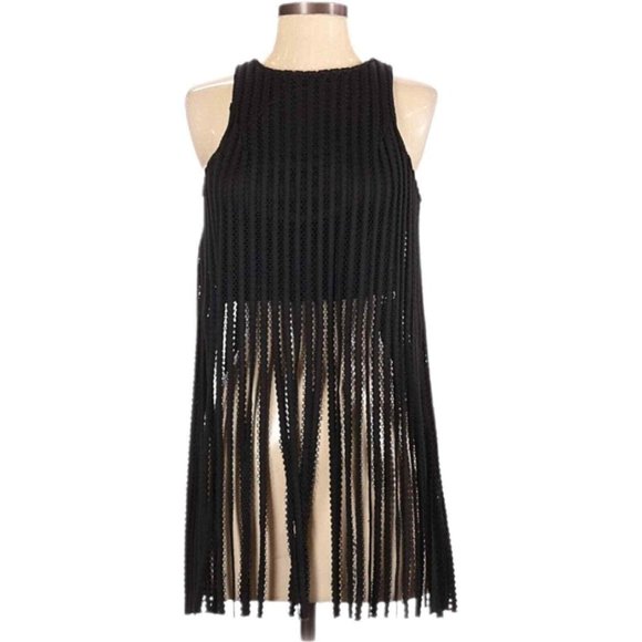 Poetry Cropped Sleeveless Fringe Blouse Size Medium - Picture 1 of 8